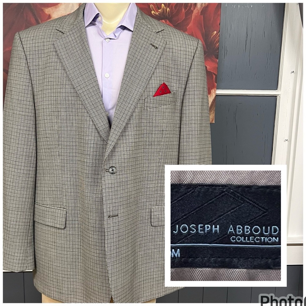 Joseph Abboud Blazer Jacket Sport Coat Mens 50R Classic Fit Wool Bone/Gray